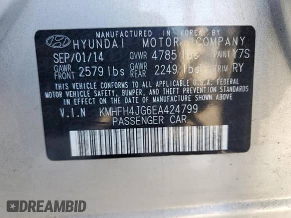 2014 Hyundai Azera Limited с VIN KMHFH4JG6EA424799, выставлен на аукционе Copart как лот 69865435 с пробегом 205 427 миль миль и Чистый • Clean title. История ставок и продаж доступна на DreamBid. Изображение 12.
