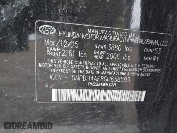 2016 Hyundai Elantra SE z VIN 5NPDH4AE8GH658593, wystawiony jako IAAI lot #41903472 z przebiegiem 166 866 mil mil oraz . Historia ofert i sprzedaży dostępna na DreamBid. Obrazek 9.