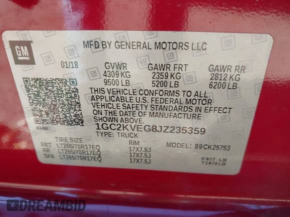 2018 Chevrolet Silverado 2500HD LT с VIN 1GC2KVEG8JZ235359, выставлен на аукционе IAAI как лот 40674239 с пробегом 106 060 миль миль и . История ставок и продаж доступна на DreamBid. Изображение 9.