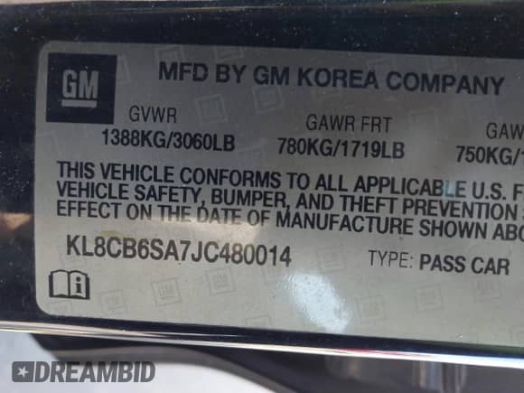 2018 Chevrolet Spark LS z VIN KL8CB6SA7JC480014, wystawiony jako IAAI lot #43292155 z przebiegiem 138 687 mil mil oraz . Historia ofert i sprzedaży dostępna na DreamBid. Obrazek 9.