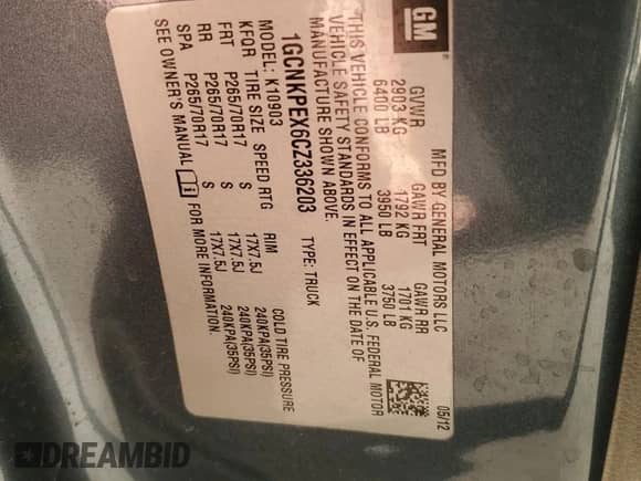 2012 Chevrolet Silverado 1500 Work Truck z VIN 1GCNKPEX6CZ336203, wystawiony jako Copart lot #85278025 z przebiegiem 117 157 mil mil oraz Szkoda całkowita • Salvage title. Historia ofert i sprzedaży dostępna na DreamBid. Obrazek 12.