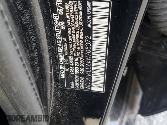 2019 Mercedes-Benz CLA 250 с VIN WDDSJ4EB6KN705372, выставлен на аукционе Copart как лот 82204315 с пробегом 72 631 миль миль и Списание • Salvage title. История ставок и продаж доступна на DreamBid. Изображение 13.