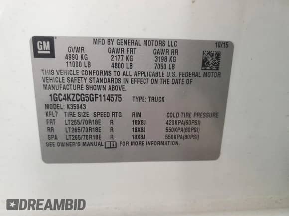 2016 Chevrolet Silverado 3500HD Work Truck с VIN 1GC4KZCG5GF114575, выставлен на аукционе Copart как лот 83596974 с пробегом 130 029 миль миль и Чистый • Clean title. История ставок и продаж доступна на DreamBid. Изображение 13.