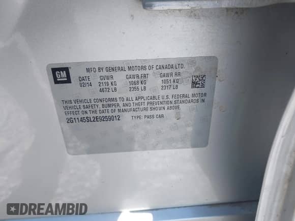 2014 Chevrolet Impala LTZ z VIN 2G1145SL2E9259012, wystawiony jako IAAI lot #43486271 z przebiegiem 145 592 mil mil oraz . Historia ofert i sprzedaży dostępna na DreamBid. Obrazek 9.