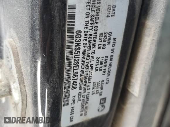 2014 Chevrolet Caprice Police Police с VIN 6G3NS5U28EL967408, выставлен на аукционе Copart как лот 84578835 с пробегом 134 147 миль миль и Списание • Salvage title. История ставок и продаж доступна на DreamBid. Изображение 12.