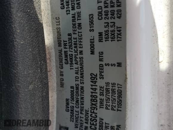 2011 Chevrolet Colorado 1LT с VIN 1GCESCF9XB8141492, выставлен на аукционе Copart как лот 59308515 с пробегом 107 212 миль миль и Чистый • Clean title. История ставок и продаж доступна на DreamBid. Изображение 13.