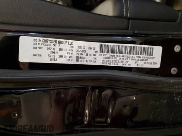 2012 Dodge Durango Citadel z VIN 1C4SDJET2CC311907, wystawiony jako Copart lot #80867905 z przebiegiem 185 918 mil mil oraz Szkoda całkowita • Salvage title. Historia ofert i sprzedaży dostępna na DreamBid. Obrazek 13.