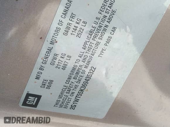 2006 Chevrolet Impala LT 3.5L z VIN 2G1WT55K369435322, wystawiony jako IAAI lot #43457932 z przebiegiem 160 747 mil mil oraz . Historia ofert i sprzedaży dostępna na DreamBid. Obrazek 9.