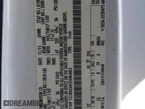 2016 Ford F-150 XL z VIN 1FTMF1C89GKD08483, wystawiony jako Copart lot #46861185 z przebiegiem 142 105 mil mil oraz Czysty tytuł • Clean title. Historia ofert i sprzedaży dostępna na DreamBid. Obrazek 12.