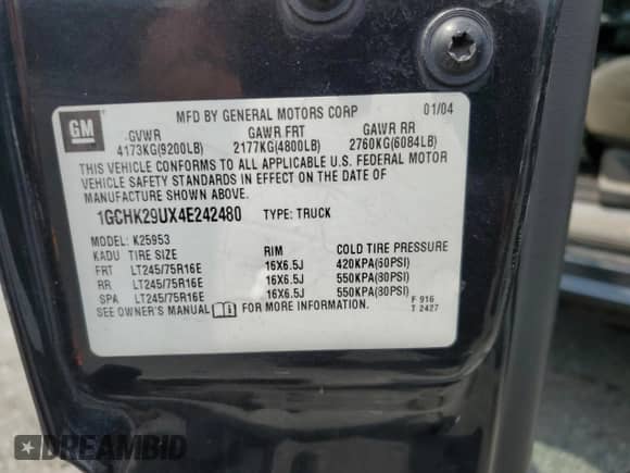 2004 Chevrolet Silverado 2500HD LS with VIN 1GCHK29UX4E242480, listed as a Copart auction lot 66128945 with 207,484 mi miles and Salvage title. Bid and sale history available at DreamBid. Image 12.