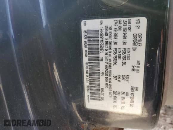 1999 Dodge Durango with VIN 1B4HS28Y4XF529071, listed as a Copart auction lot 52450525 with 191,259 mi miles and Salvage title. Bid and sale history available at DreamBid. Image 12.