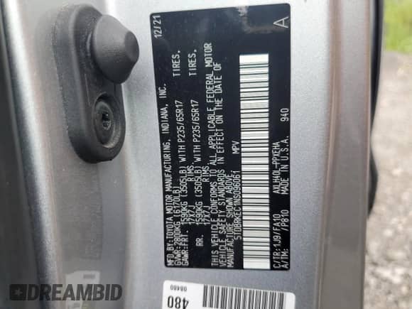 2022 Toyota Sienna LE with VIN 5TDBRKEC1NS096061, listed as a Copart auction lot 67847375 with 42,414 mi miles and Salvage title. Bid and sale history available at DreamBid. Image 13.