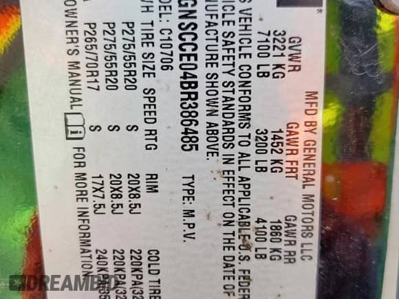 2011 Chevrolet Tahoe LTZ с VIN 1GNSCCE04BR386485, выставлен на аукционе Copart как лот 70738925 с пробегом 105 001 миль миль и Списание • Salvage title. История ставок и продаж доступна на DreamBid. Изображение 13.