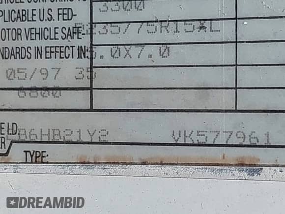 1997 Dodge Cargo с VIN 2B6HB21Y2VK577961, выставлен на аукционе IAAI как лот 42399805 с пробегом 169 254 миль миль и . История ставок и продаж доступна на DreamBid. Изображение 9.