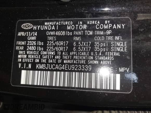 2014 Hyundai Tucson Limited z VIN KM8JUCAG4EU923339, wystawiony jako IAAI lot #42357537 z przebiegiem 75 249 mil mil oraz . Historia ofert i sprzedaży dostępna na DreamBid. Obrazek 9.