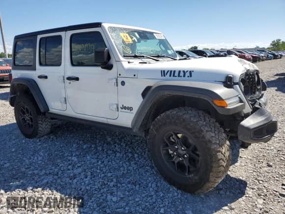 2024 Jeep Wrangler Willys с VIN 1C4RJXN63RW324015, выставлен на аукционе Copart как лот 65630345 с пробегом Не указан миль и Списание • Salvage title. История ставок и продаж доступна на DreamBid. Изображение 4.