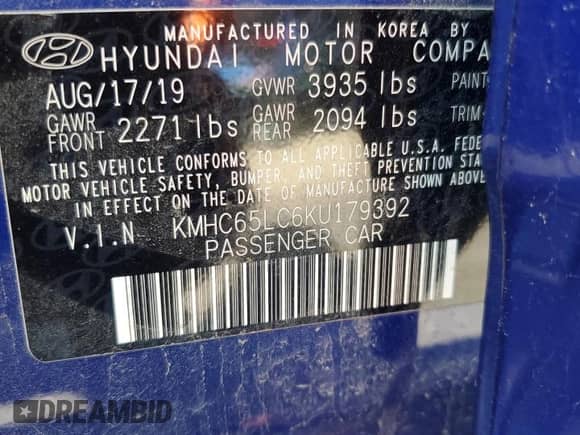 2019 Hyundai Ioniq Blue с VIN KMHC65LC6KU179392, выставлен на аукционе Copart как лот 70113275 с пробегом 149 574 миль миль и Списание • Salvage title. История ставок и продаж доступна на DreamBid. Изображение 13.