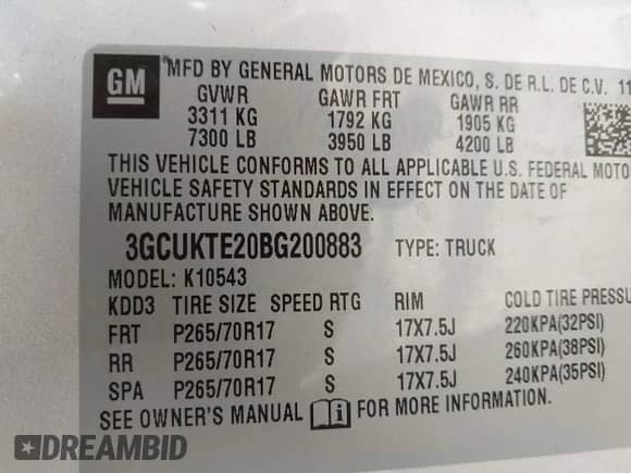2011 Chevrolet Silverado 1500 LTZ with VIN 3GCUKTE20BG200883, listed as a IAAI auction lot 42139600 with 113,105 mi miles and . Bid and sale history available at DreamBid. Image 9.