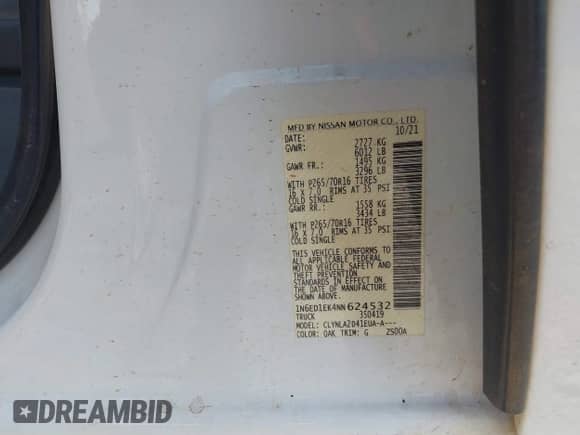 2022 Nissan Frontier SV with VIN 1N6ED1EK4NN624532, listed as a IAAI auction lot 42179335 with 51,368 mi miles and . Bid and sale history available at DreamBid. Image 9.