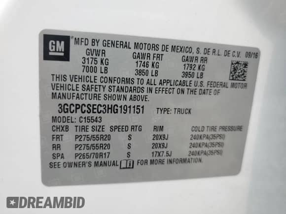 2017 Chevrolet Silverado 1500 LTZ with VIN 3GCPCSEC3HG191151, listed as a Copart auction lot 58218795 with 134,276 mi miles and Salvage title. Bid and sale history available at DreamBid. Image 12.