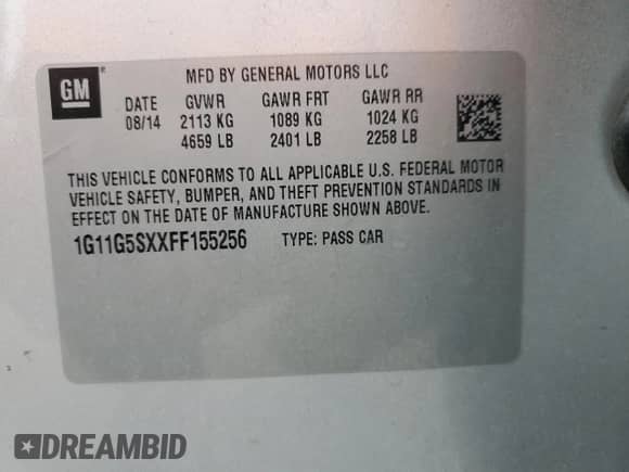 2015 Chevrolet Malibu LTZ с VIN 1G11G5SXXFF155256, выставлен на аукционе Copart как лот 70048285 с пробегом 106 401 миль миль и Списание • Salvage title. История ставок и продаж доступна на DreamBid. Изображение 12.