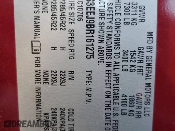 2011 Cadillac Escalade with VIN 1GYS3EEJ9BR161275, listed as a Copart auction lot 43583875 with 52,478 mi miles and Salvage title. Bid and sale history available at DreamBid. Image 13.