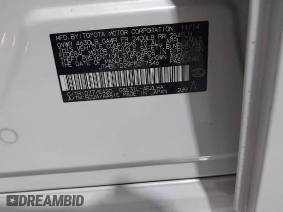 2015 Lexus IS 350 с VIN JTHBE1D29F5017546, выставлен на аукционе IAAI как лот 41864566 с пробегом 129 267 миль миль и . История ставок и продаж доступна на DreamBid. Изображение 9.