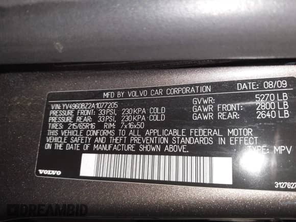 2010 Volvo XC70 3.2L с VIN YV4960BZ2A1077205, выставлен на аукционе IAAI как лот 43510395 с пробегом 226 413 миль миль и . История ставок и продаж доступна на DreamBid. Изображение 9.