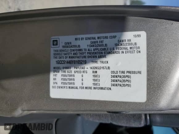 2000 Chevrolet S-10 с VIN 1GCCS1448Y8165219, выставлен на аукционе Copart как лот 66048495 с пробегом 166 357 миль миль и Чистый • Clean title. История ставок и продаж доступна на DreamBid. Изображение 12.