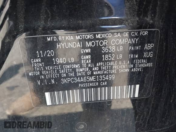 2021 Hyundai Accent Limited with VIN 3KPC34A65ME135499, listed as a IAAI auction lot 42810562 with 44,000 mi miles and . Bid and sale history available at DreamBid. Image 9.