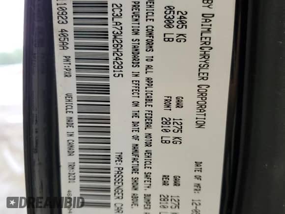 2006 Chrysler 300 C SRT-8 z VIN 2C3LA73W26H242915, wystawiony jako Copart lot #56929214 z przebiegiem 190 677 mil mil oraz Czysty tytuł • Clean title. Historia ofert i sprzedaży dostępna na DreamBid. Obrazek 12.