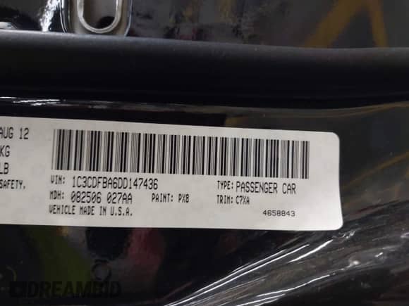 2013 Dodge Dart SXT with VIN 1C3CDFBA6DD147436, listed as a IAAI auction lot 42595827 with 122,308 mi miles and . Bid and sale history available at DreamBid. Image 9.
