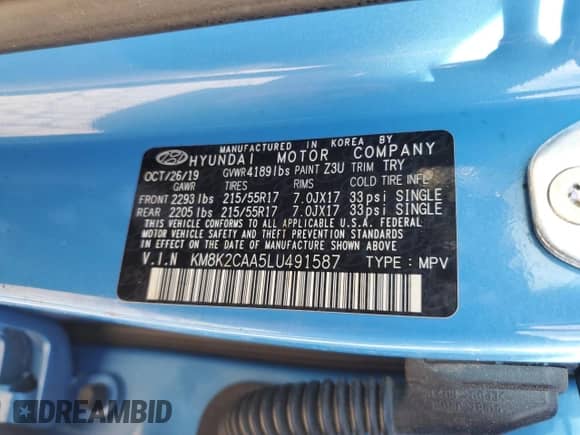 2020 Hyundai Kona SEL z VIN KM8K2CAA5LU491587, wystawiony jako Copart lot #87237405 z przebiegiem Nie podano mil oraz Szkoda całkowita • Salvage title. Historia ofert i sprzedaży dostępna na DreamBid. Obrazek 13.