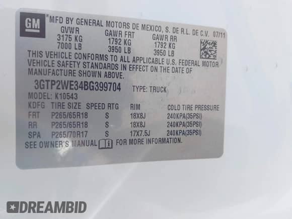 2011 GMC Sierra 1500 SLT с VIN 3GTP2WE34BG399704, выставлен на аукционе IAAI как лот 42580444 с пробегом 145 620 миль миль и . История ставок и продаж доступна на DreamBid. Изображение 9.