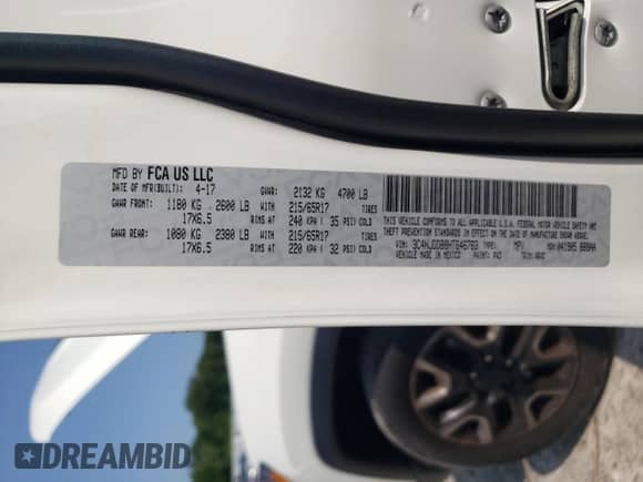 2017 Jeep Compass Trailhawk with VIN 3C4NJDDB8HT646763, listed as a Copart auction lot 60146095 with 132,504 mi miles and Salvage title. Bid and sale history available at DreamBid. Image 13.