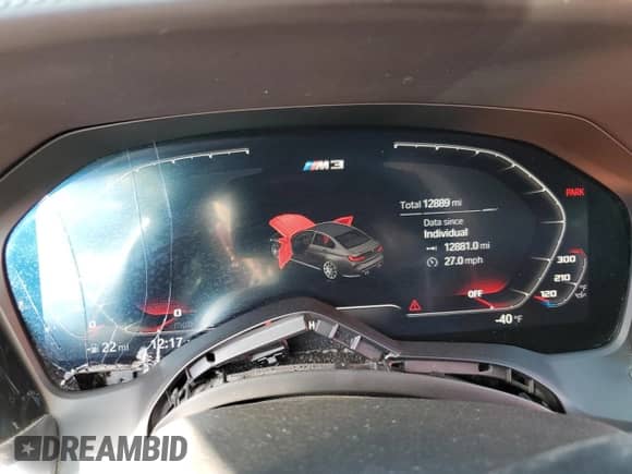 2022 BMW M3 с VIN WBS53AY0XNFL73101, выставлен на аукционе Copart как лот 80059904 с пробегом 12 889 миль миль и Списание • Salvage title. История ставок и продаж доступна на DreamBid. Изображение 9.