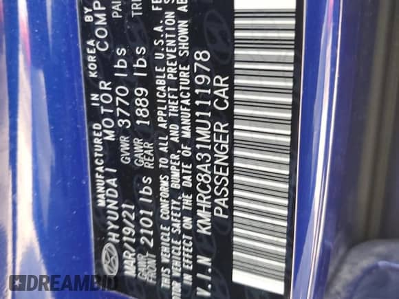 2021 Hyundai Venue SEL z VIN KMHRC8A31MU111978, wystawiony jako Copart lot #68397265 z przebiegiem 32 991 mil mil oraz Szkoda całkowita • Salvage title. Historia ofert i sprzedaży dostępna na DreamBid. Obrazek 14.