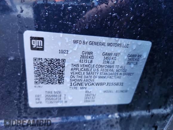 2023 Chevrolet Traverse LT Cloth with VIN 1GNEVGKW8PJ155831, listed as a Copart auction lot 80965895 with 86,548 mi miles and Clean title. Bid and sale history available at DreamBid. Image 13.