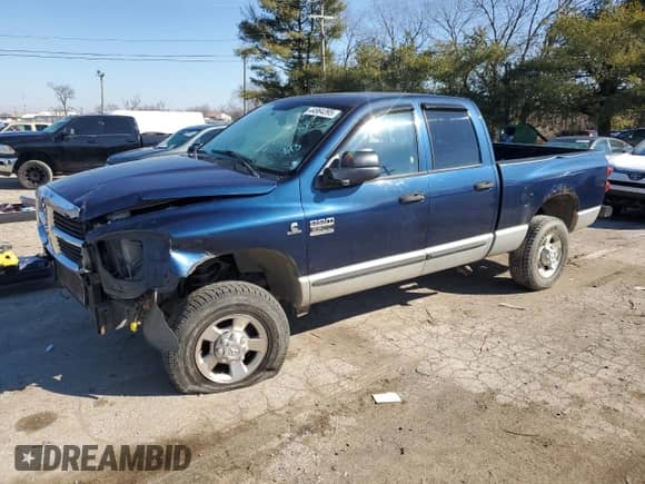 2007 Dodge 2500 SLT with VIN 1D7KS28C57J543352, listed as a Copart auction lot 44964395 with 276,528 mi miles and Salvage title. Bid and sale history available at DreamBid. Image 1.