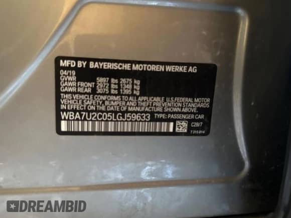 2020 BMW 7 Series 750i xDrive z VIN WBA7U2C05LGJ59633, wystawiony jako Copart lot #59625975 z przebiegiem 73 471 mil mil oraz Czysty tytuł • Clean title. Historia ofert i sprzedaży dostępna na DreamBid. Obrazek 10.