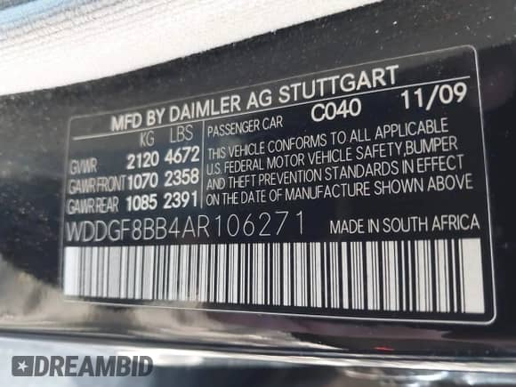 2010 Mercedes-Benz C 300 Sport с VIN WDDGF8BB4AR106271, выставлен на аукционе IAAI как лот 43511633 с пробегом 173 596 миль миль и . История ставок и продаж доступна на DreamBid. Изображение 9.