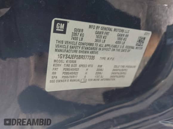 2011 Cadillac Escalade ESV Premium z VIN 1GYS4JEF5BR377335, wystawiony jako IAAI lot #41820043 z przebiegiem 181 619 mil mil oraz . Historia ofert i sprzedaży dostępna na DreamBid. Obrazek 9.