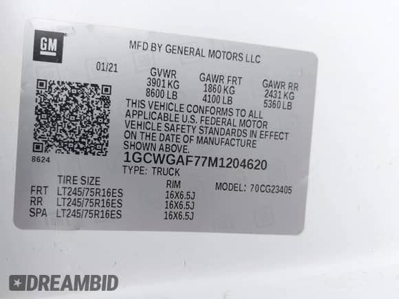 2021 Chevrolet Express Cargo с VIN 1GCWGAF77M1204620, выставлен на аукционе IAAI как лот 41933567 с пробегом 51 880 миль миль и . История ставок и продаж доступна на DreamBid. Изображение 9.