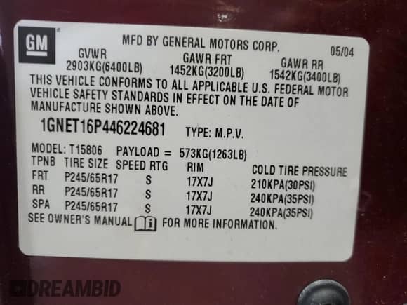 2004 Chevrolet TrailBlazer EXT LT с VIN 1GNET16P446224681, выставлен на аукционе Copart как лот 80739734 с пробегом 136 381 миль миль и Списание • Salvage title. История ставок и продаж доступна на DreamBid. Изображение 14.