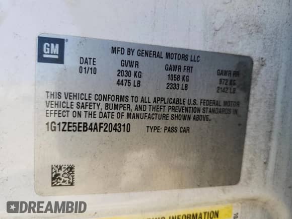 2010 Chevrolet Malibu LTZ with VIN 1G1ZE5EB4AF204310, listed as a Copart auction lot 80129225 with 175,296 mi miles and Clean title. Bid and sale history available at DreamBid. Image 12.