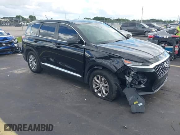 2020 Hyundai Santa Fe SE with VIN 5NMS23AD2LH160052, listed as a IAAI auction lot 43356238 with 90,990 mi miles and . Bid and sale history available at DreamBid. Image 1.