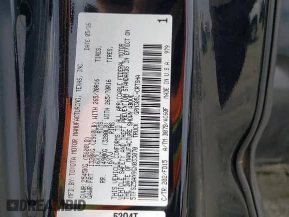 2016 Toyota Tacoma SR5 с VIN 5TFSZ5AN9GX033070, выставлен на аукционе Copart как лот 81343075 с пробегом 83 683 миль миль и Списание • Salvage title. История ставок и продаж доступна на DreamBid. Изображение 12.