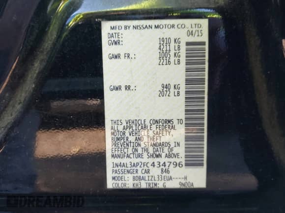 2015 Nissan Altima S z VIN 1N4AL3AP2FC434796, wystawiony jako IAAI lot #41484421 z przebiegiem 124 602 mil mil oraz . Historia ofert i sprzedaży dostępna na DreamBid. Obrazek 9.