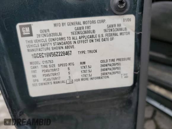 2006 Chevrolet Silverado 1500 Work Truck with VIN 1GCEC19V56Z228467, listed as a Copart auction lot 72442784 with 231,534 mi miles and Salvage title. Bid and sale history available at DreamBid. Image 13.