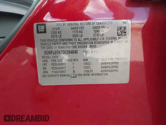2013 Chevrolet Equinox LT z VIN 2GNFLEEK7D6284840, wystawiony jako IAAI lot #43135635 z przebiegiem 193 525 mil mil oraz . Historia ofert i sprzedaży dostępna na DreamBid. Obrazek 9.